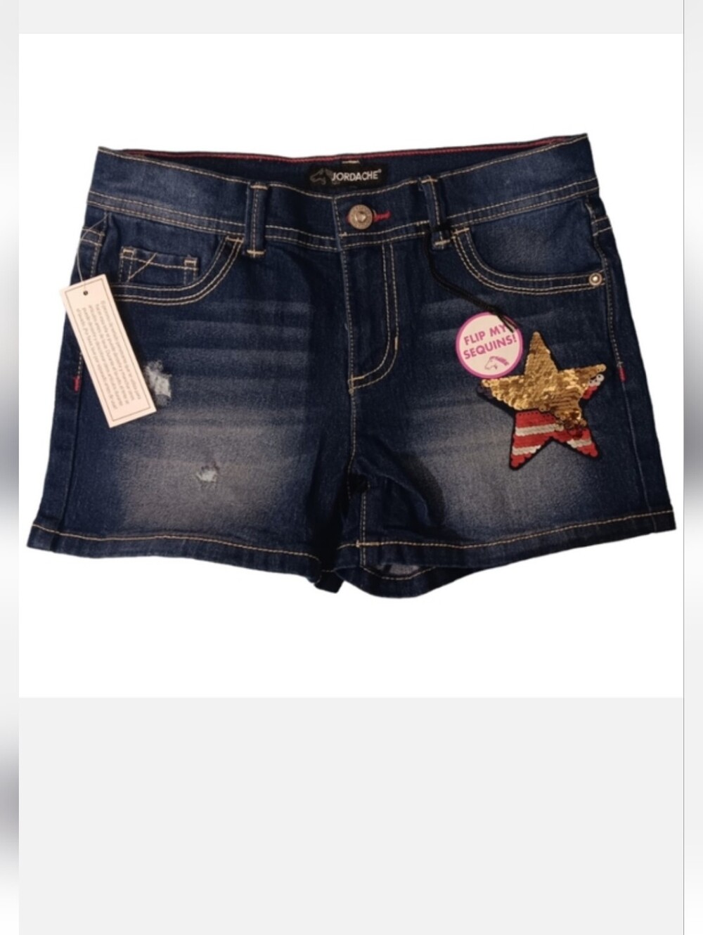 #116 Jordache Dark Blue Denim Shorts with Sequin Star